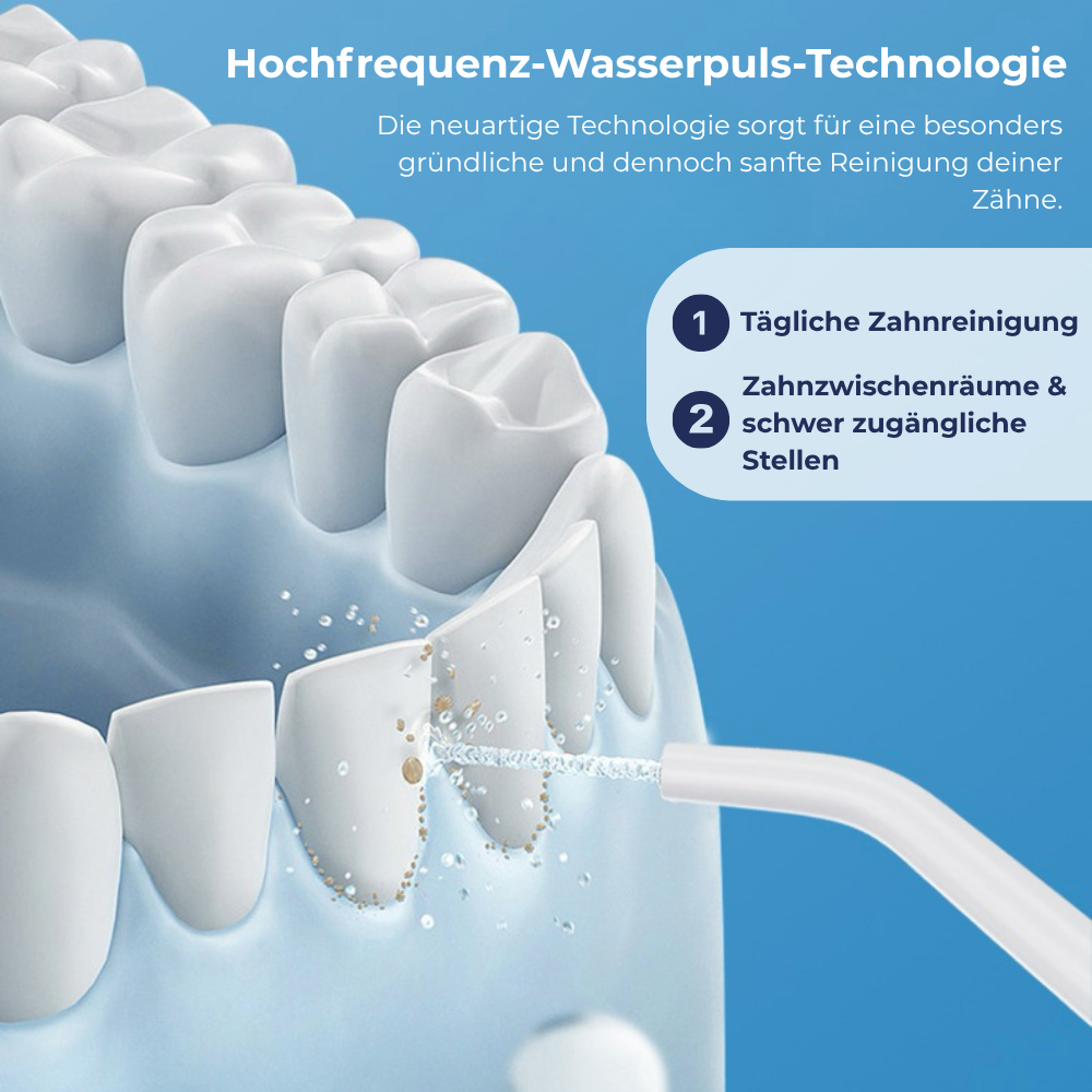Kabellose Munddusche für effektive Zahn- & Zahnfleischpflege Mit 4 Modi & 4 Aufsätzen, 300 ml Wassertank, 30–120 PSI Wasserdruck und IPX7-Wasserschutz